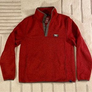 L.L. Bean Men’s Red Snap Placket Sweater Fleece Pullover Size Medium